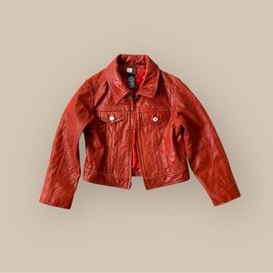 Tommy Hilfiger Girls' Red Jean-Style Leather Jacket
